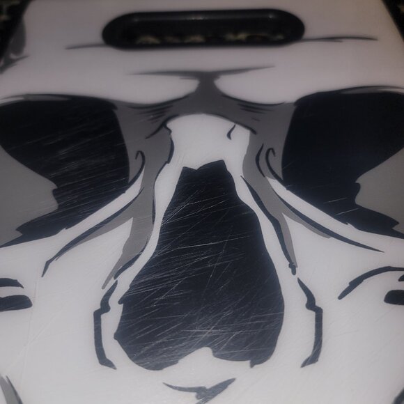 Scary Evil Skull Plastic Cutting Board 9 x 14 Inches Black and White - Picture 3 of 4